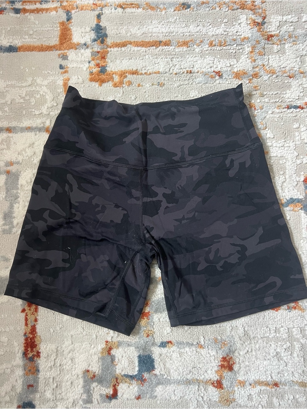 Black Camo High-Waist Athletic Bike Shorts